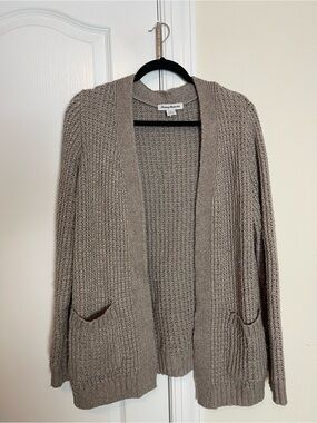 Tommy Bahama Wool Blend Open Front Knit Cardigan Taupe Gray S